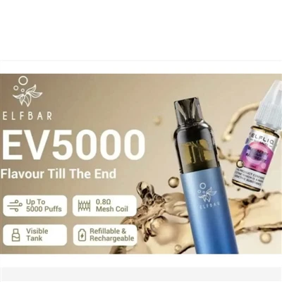 ELFBAR lanserar en påfyllningsbar elektronisk cigarett EV5000 i Storbritannie...
