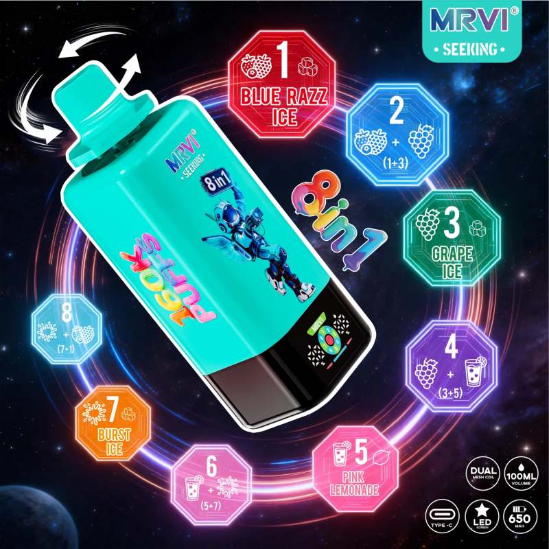MRVISeeking8in1160KPuffsDisposableVape MRVI SEEKING 160K 8 in1